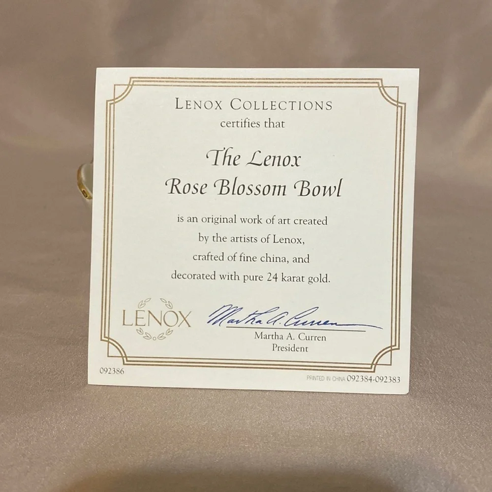 Lenox Rose Blossom China Bowl Gold Rim